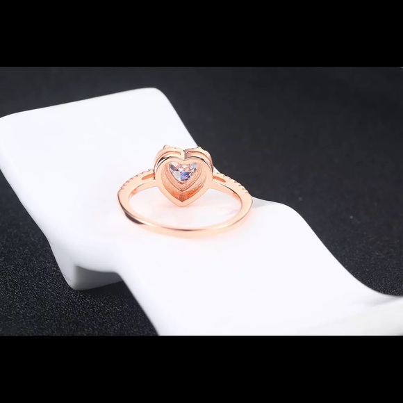 Heart ring rose gold cubic zirconia stone love jewelry - Picture 5 of 6